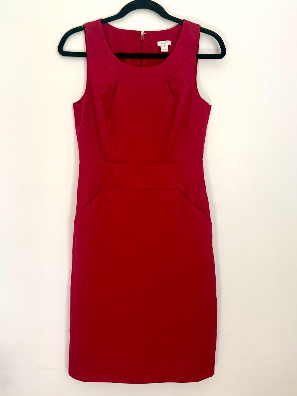 J. Crew Red Wool Blend Sleeveless Sheath Suiting Dress with Pockets Size 4